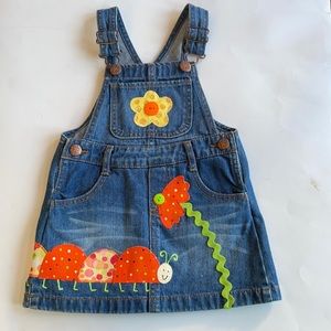 OshKosh Bgosh 2T Overalls Dress denim flowers bugs
